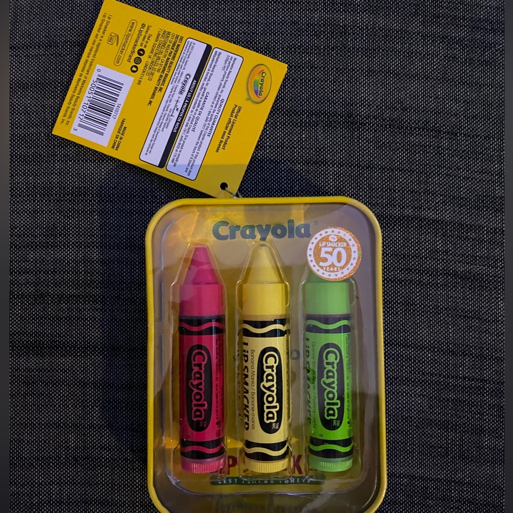 NIB Lip‎ Smackers Crayola 3 piece set in tin